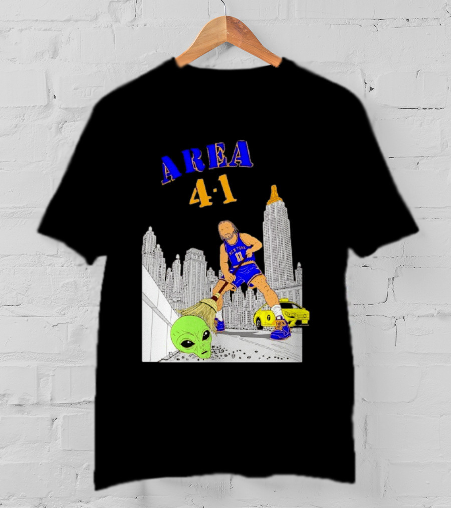 AREA 4 1 Jalen Brunson New York Knicks Vs Alien San Antonio Spurs T-Shirt