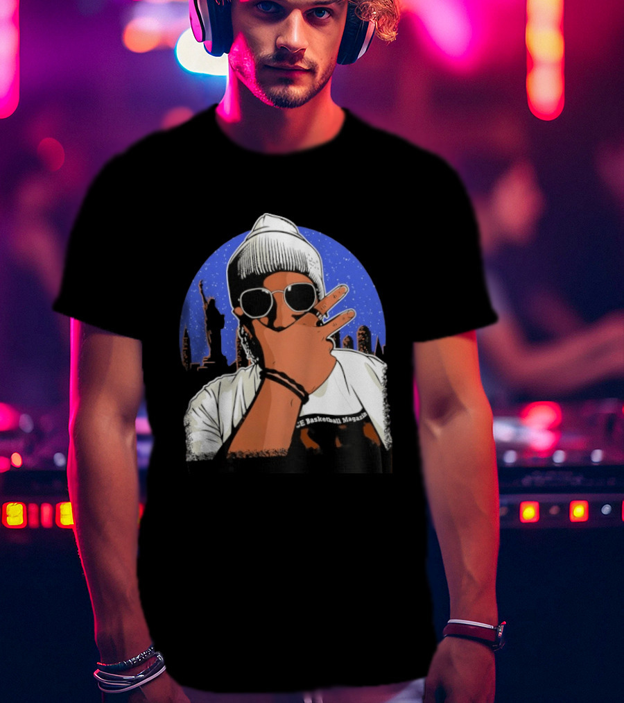 Jalen Brunson's Dad Celly Peace Sign NYC Skyline Basketball Magazine T-Shirt