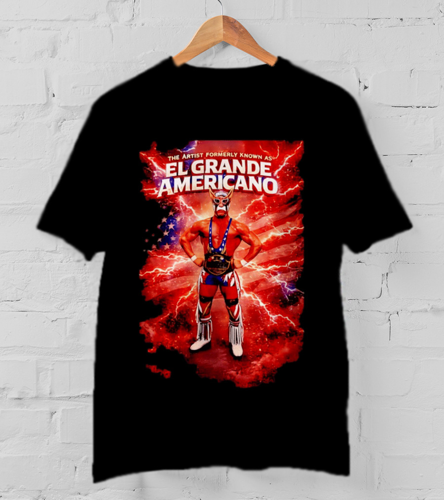 The Artist Formerly Known As El Grande Americano Luchador Flag Lightning T-Shirt