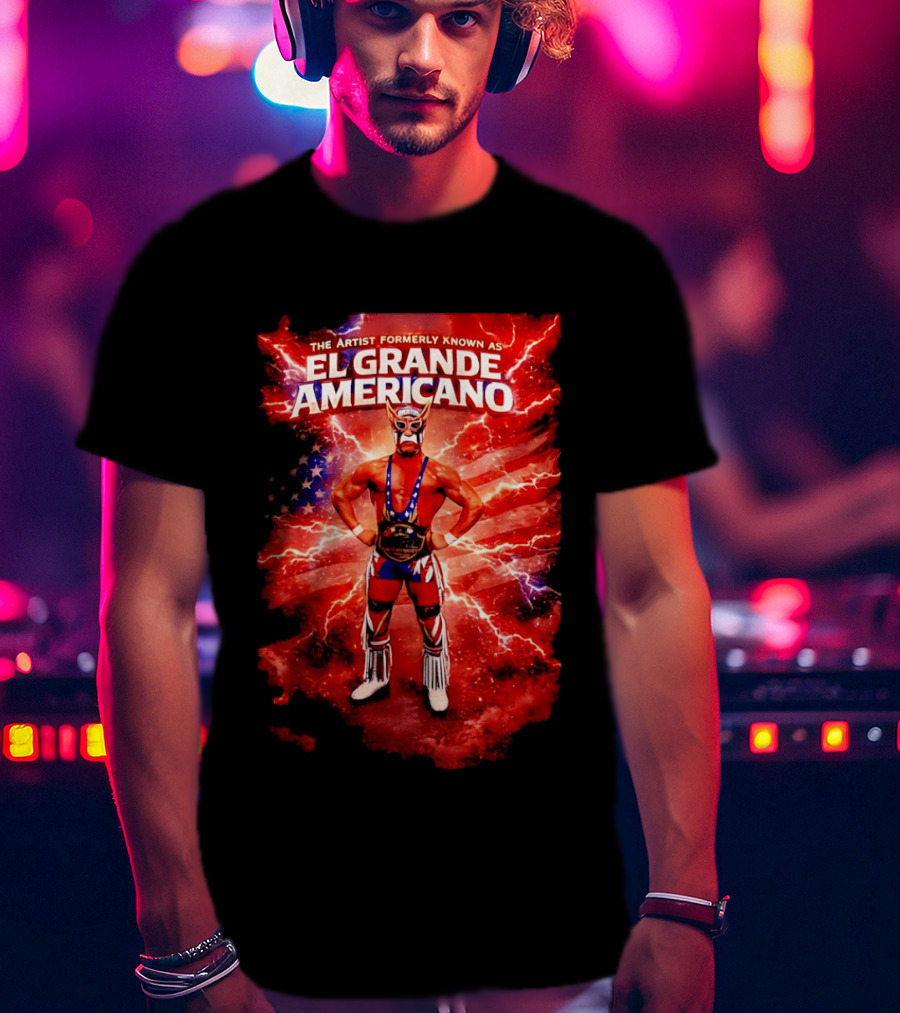 The Artist Formerly Known As El Grande Americano Luchador Flag Lightning T-Shirt
