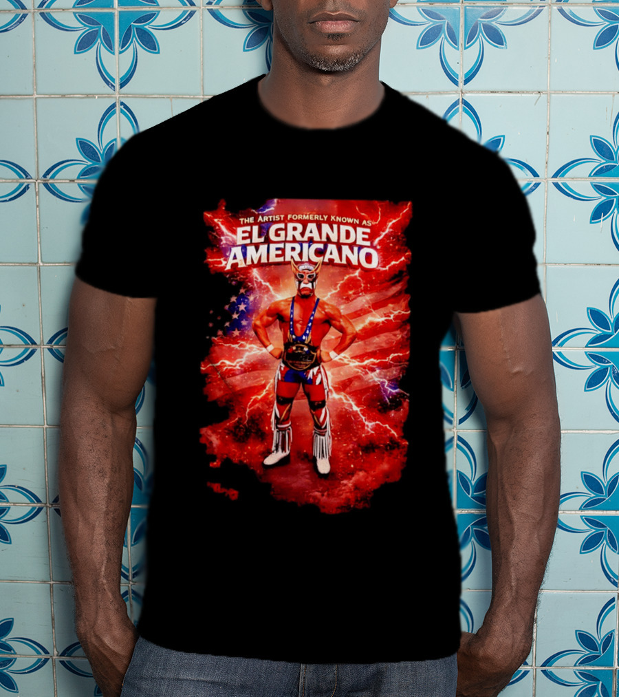 The Artist Formerly Known As El Grande Americano Luchador Flag Lightning T-Shirt