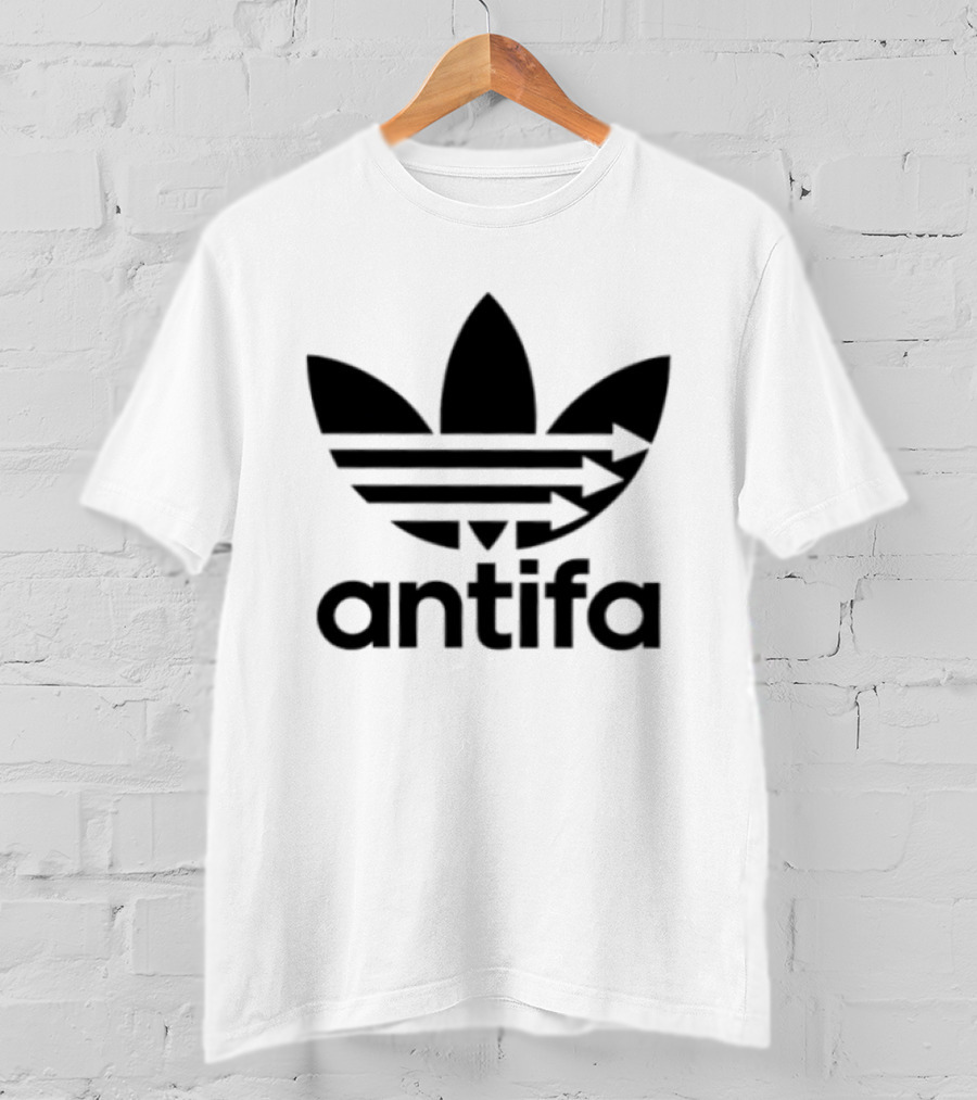 Antifa Black Symbol With Three Arrows Stripes T-Shirt