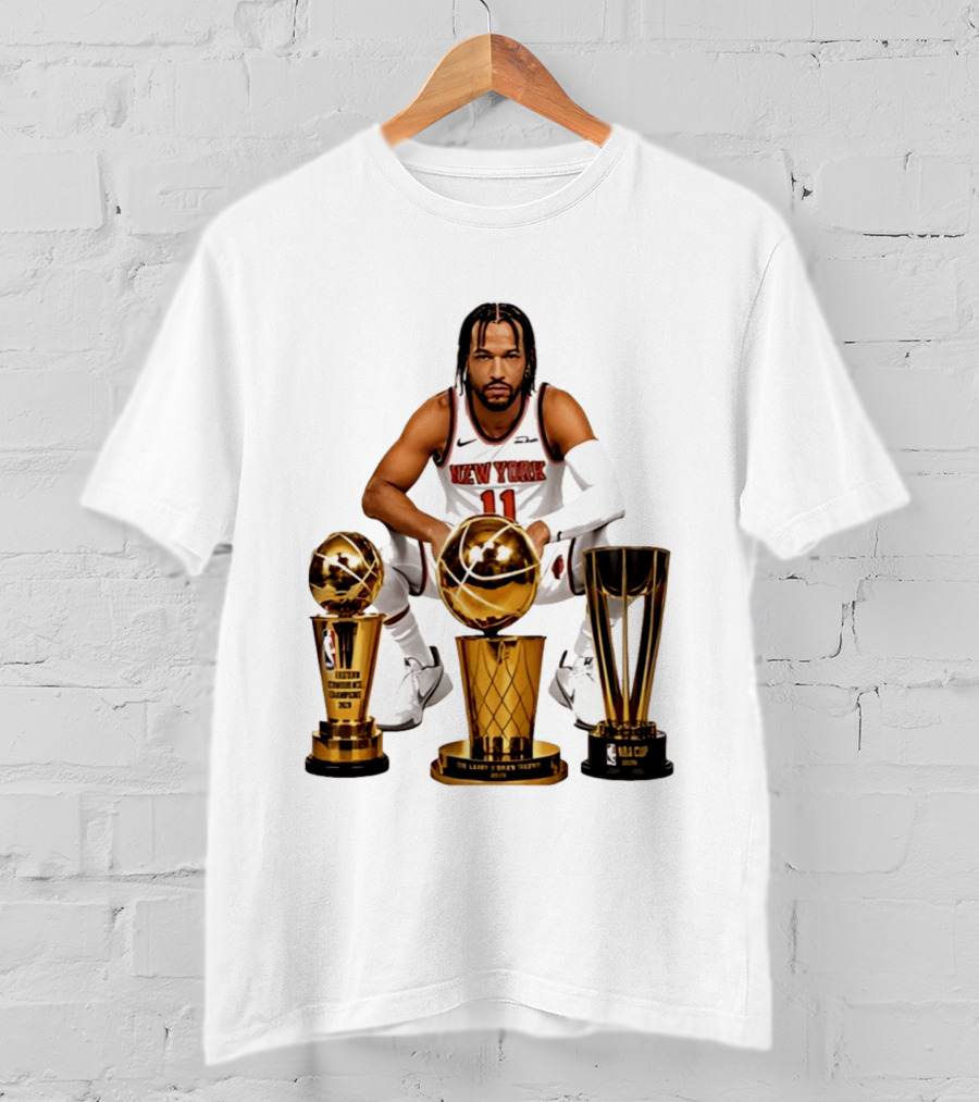 New York Knicks Jalen Brunson 11 Trophy Collection NBA Champions T-Shirt