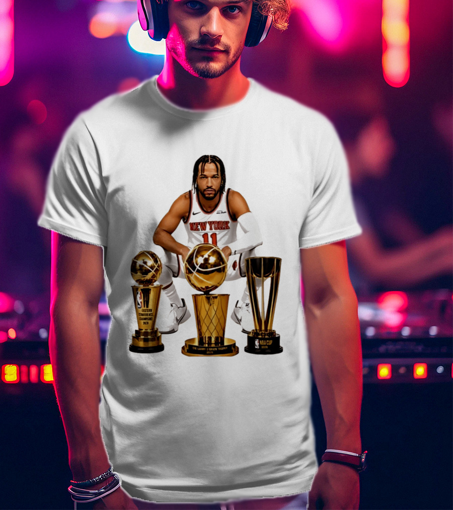 New York Knicks Jalen Brunson 11 Trophy Collection NBA Champions T-Shirt