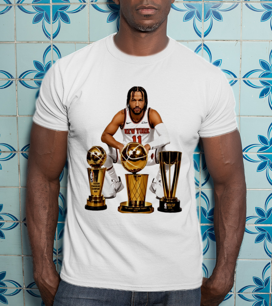 New York Knicks Jalen Brunson 11 Trophy Collection NBA Champions T-Shirt