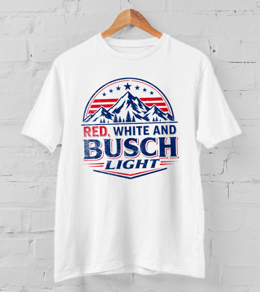 Busch Light Red White And Blue Mountain Stars T-Shirt