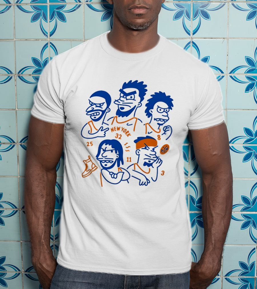 New York 32 Cartoon Characters Knicks 25 8 11 3 T-Shirt