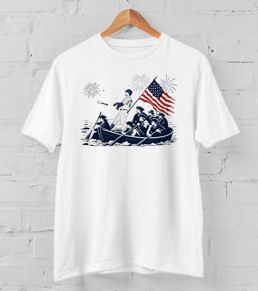 Chicago Cubs Patriotic Crossing The Delaware 4th Of July Meme T-Shirt