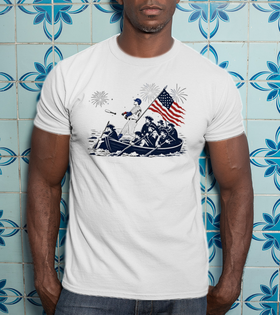 Chicago Cubs Patriotic Crossing The Delaware 4th Of July Meme T-Shirt