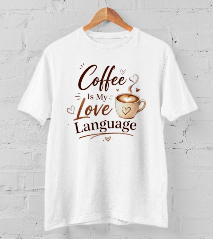 Coffee Is My Love Language Heart Coffee Cup T-Shirt