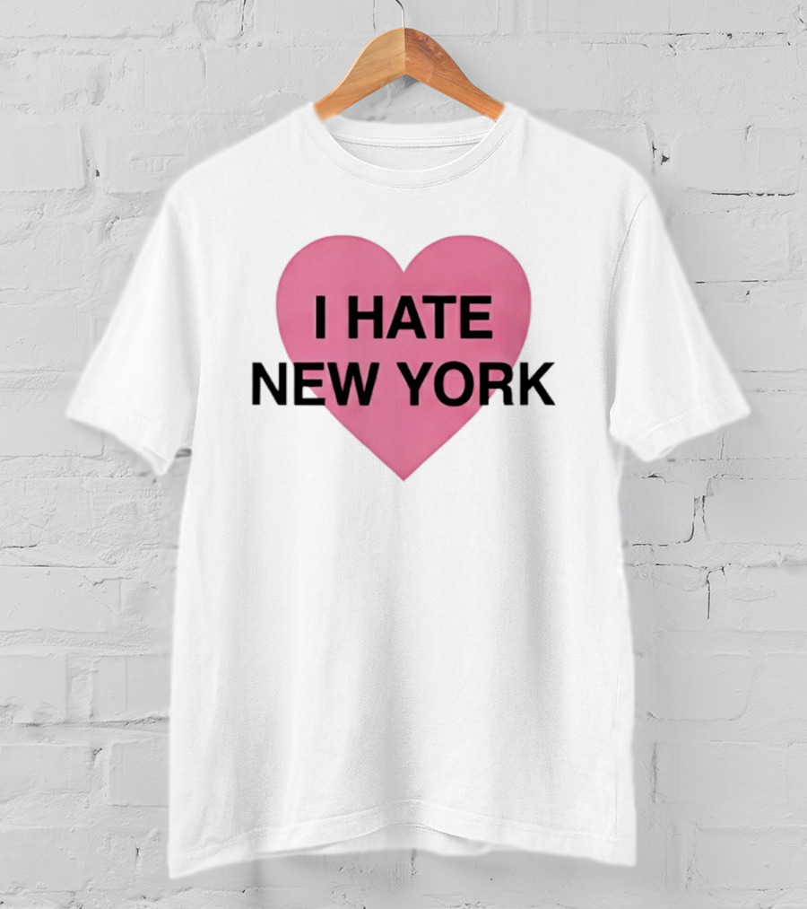 I Hate New York Pink Heart Sarcastic Humor T-Shirt