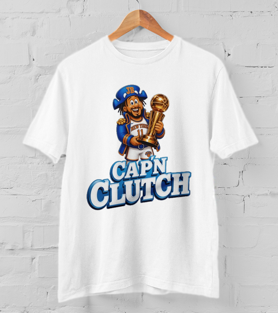 Jalen Brunson Capn Clutch New York Knicks Cartoon MVP T-Shirt