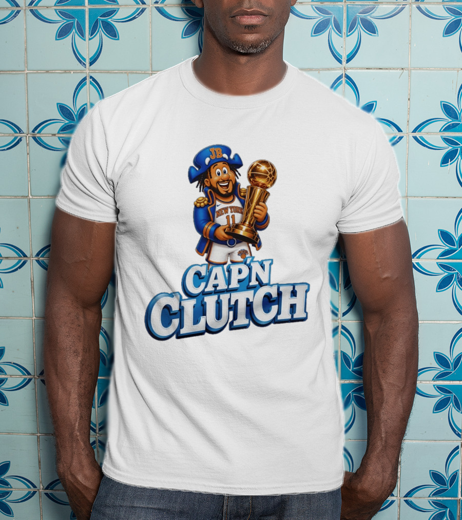 Jalen Brunson Capn Clutch New York Knicks Cartoon MVP T-Shirt