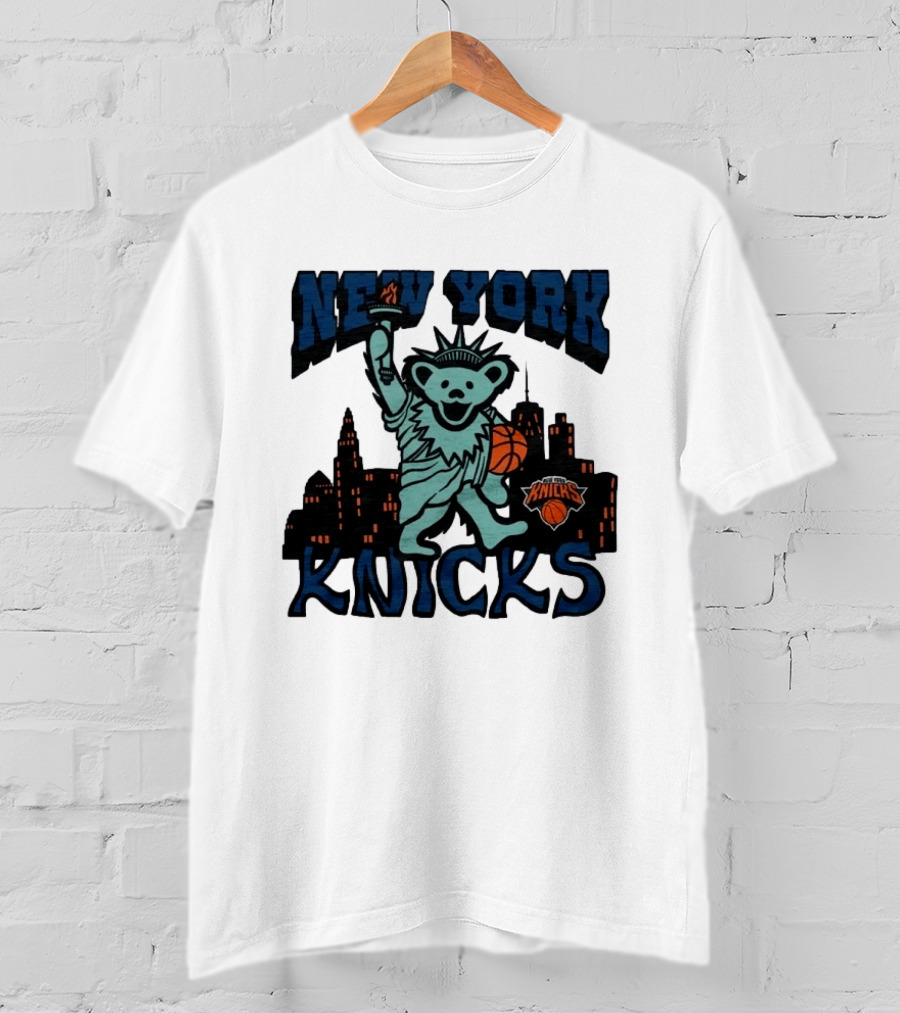 NBA Grateful Dead New York Knicks Bear Liberty Statue T-Shirt