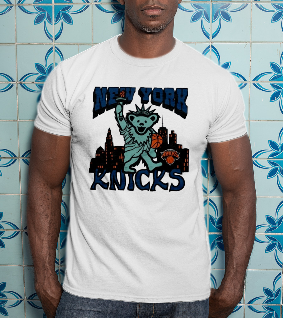 NBA Grateful Dead New York Knicks Bear Liberty Statue T-Shirt