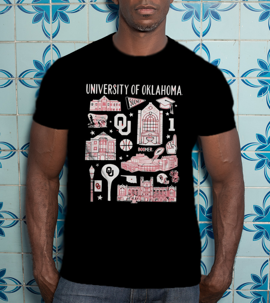 University Of Oklahoma Boomer Sooner Iconic Landmarks T-Shirt