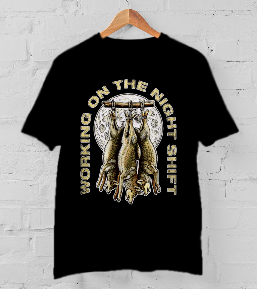 Working On The Night Shift Hanging Bats Full Moon T-Shirt