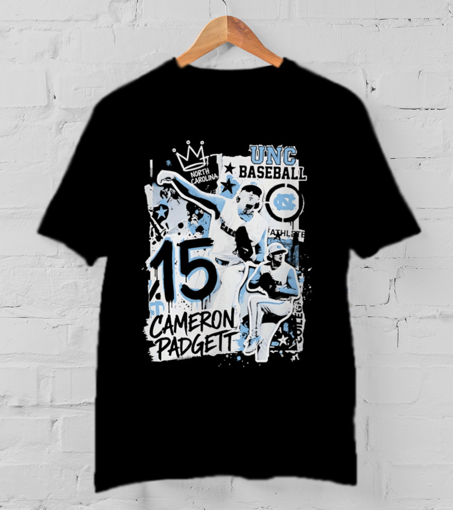 UNC Baseball Cameron Padgett 15 Tar Heels T-Shirt