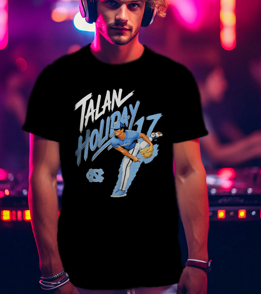 North Carolina Tar Heels Talan Holiday 17 Pitching Action T-Shirt