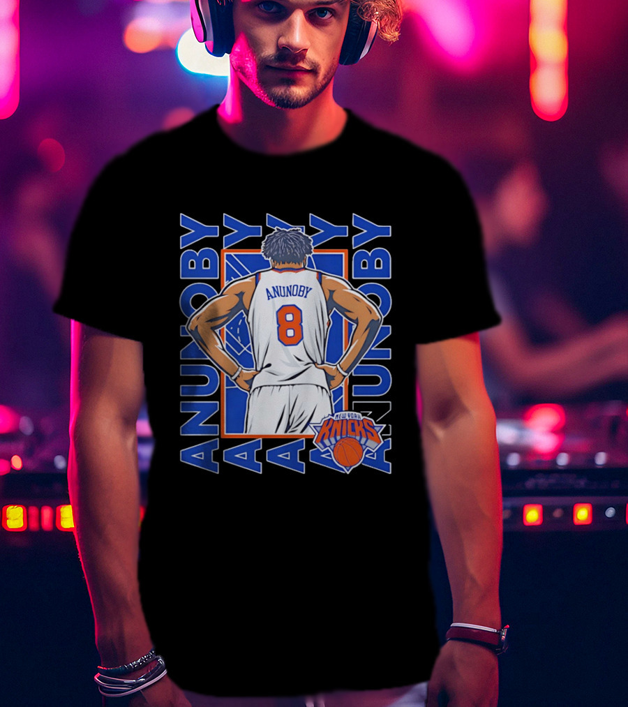 OG Anunoby Number 8 New York Knicks Basketball Icon Repeat T-Shirt