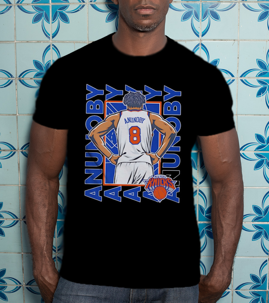 OG Anunoby Number 8 New York Knicks Basketball Icon Repeat T-Shirt