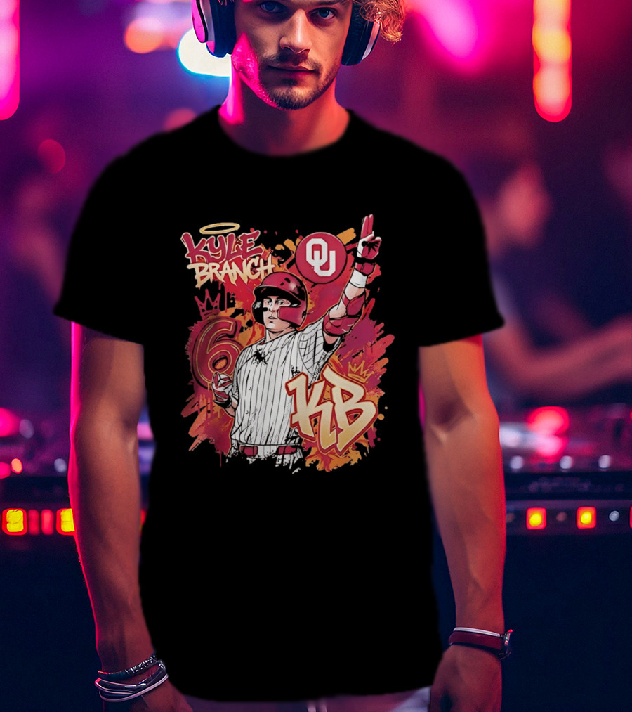 Oklahoma Sooners Kyle Branch 6 Graffiti KB T-Shirt