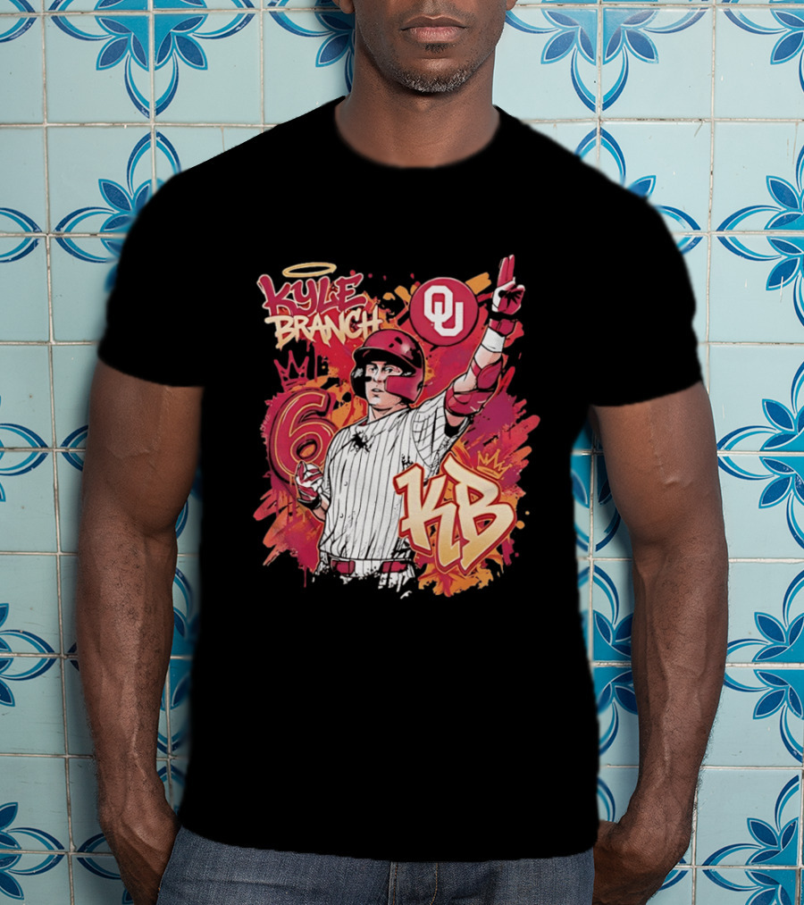 Oklahoma Sooners Kyle Branch 6 Graffiti KB T-Shirt