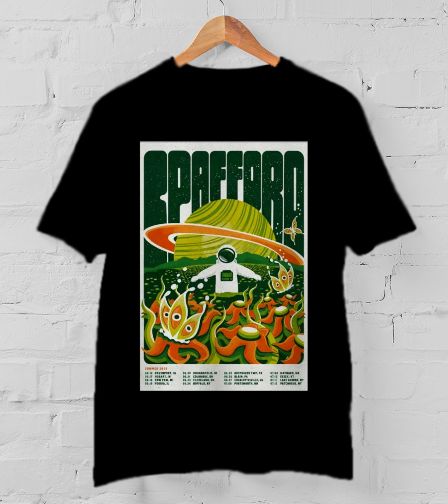 Spafford Summer 2026 Tour Space Astronaut And Alien Flowers T-Shirt