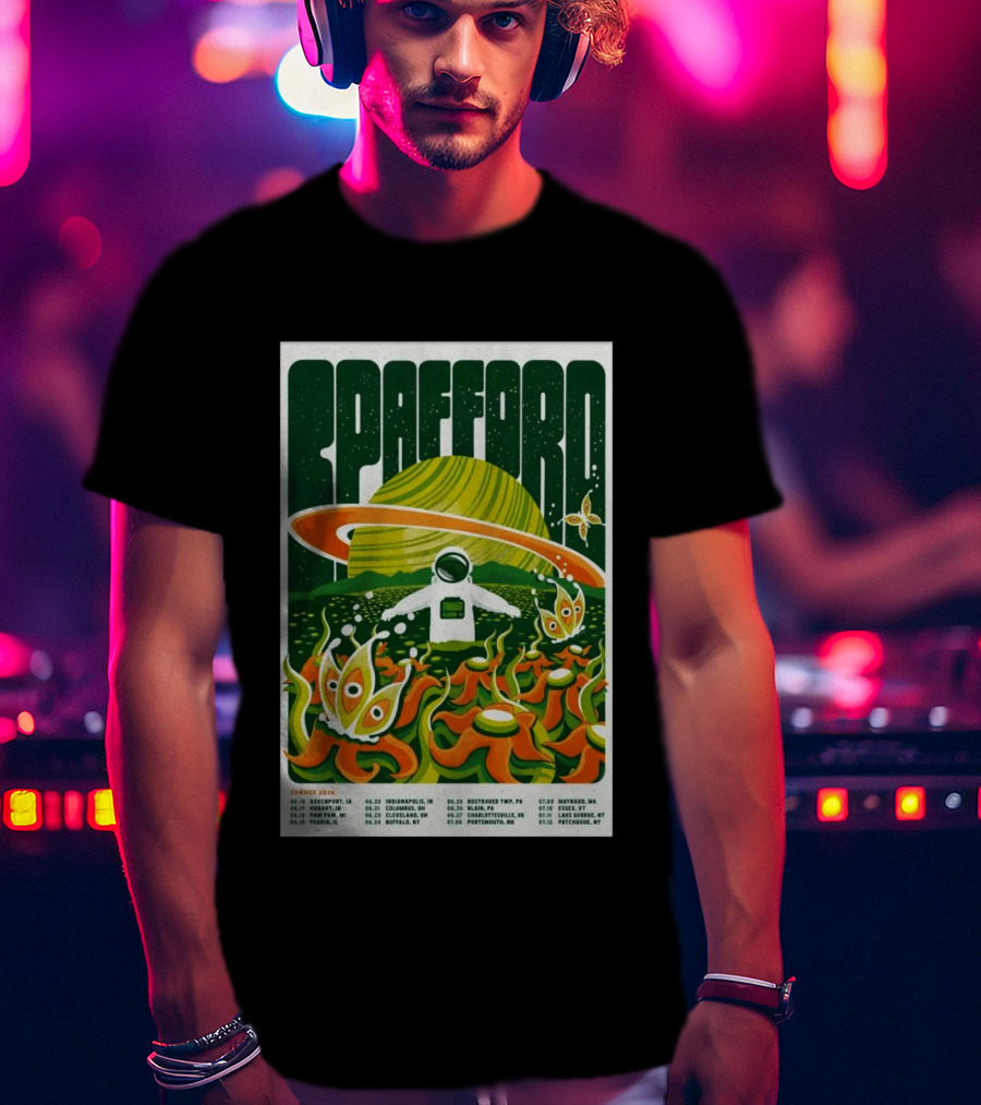 Spafford Summer 2026 Tour Space Astronaut And Alien Flowers T-Shirt