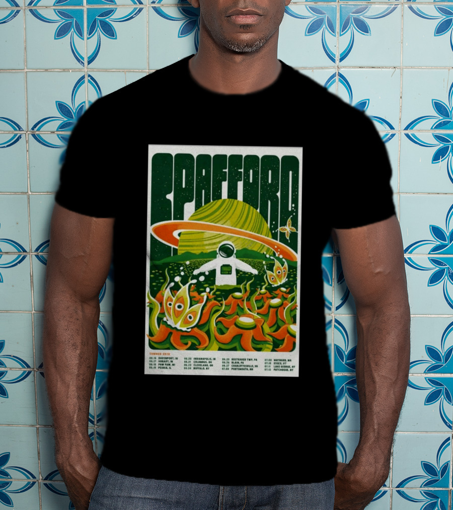 Spafford Summer 2026 Tour Space Astronaut And Alien Flowers T-Shirt