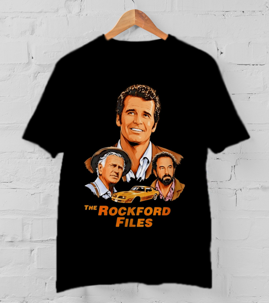 The Rockford Files 1970s James Garner Iconic Cast And Car T-Shirt