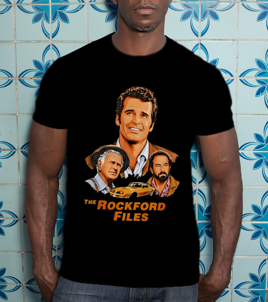The Rockford Files 1970s James Garner Iconic Cast And Car T-Shirt