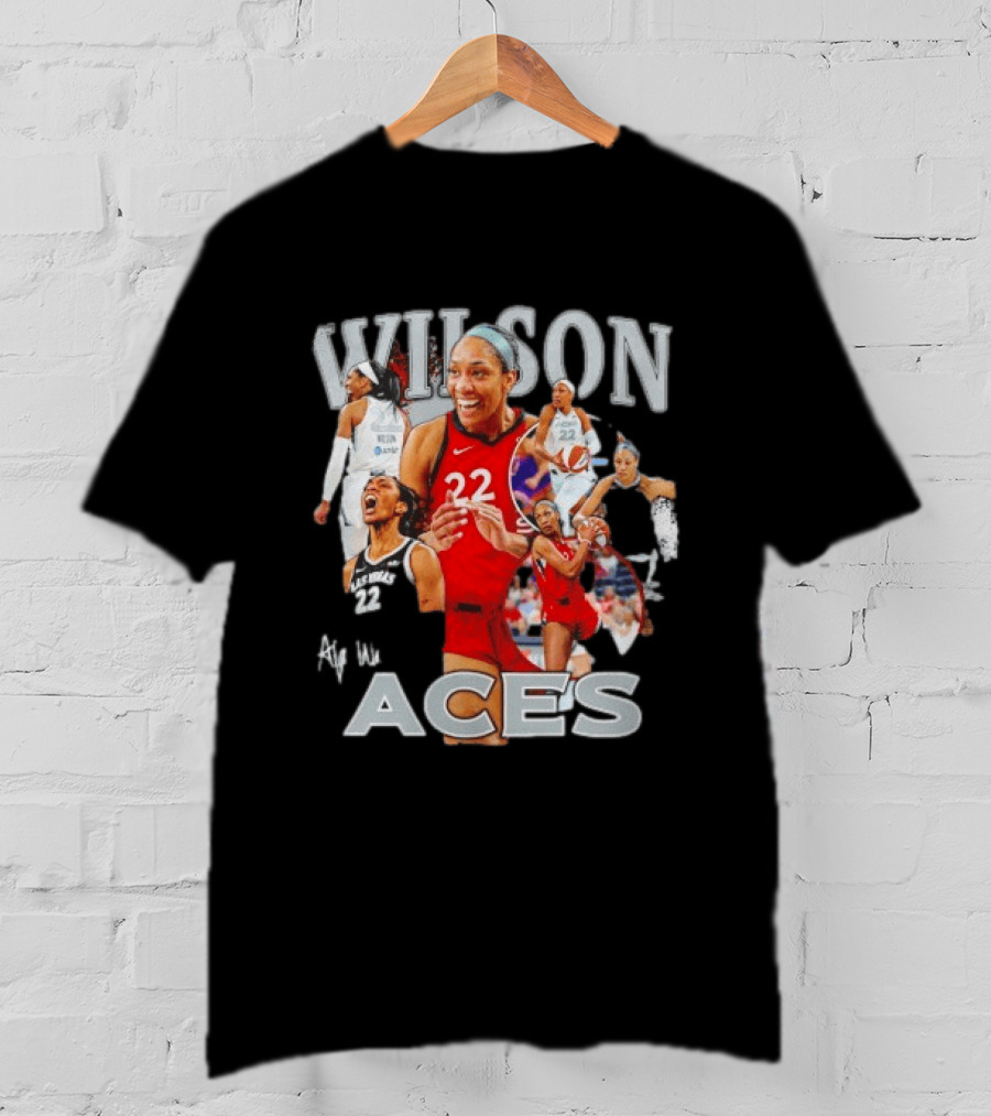 A'ja Wilson Las Vegas Aces Fly With Aces Collage T-Shirt