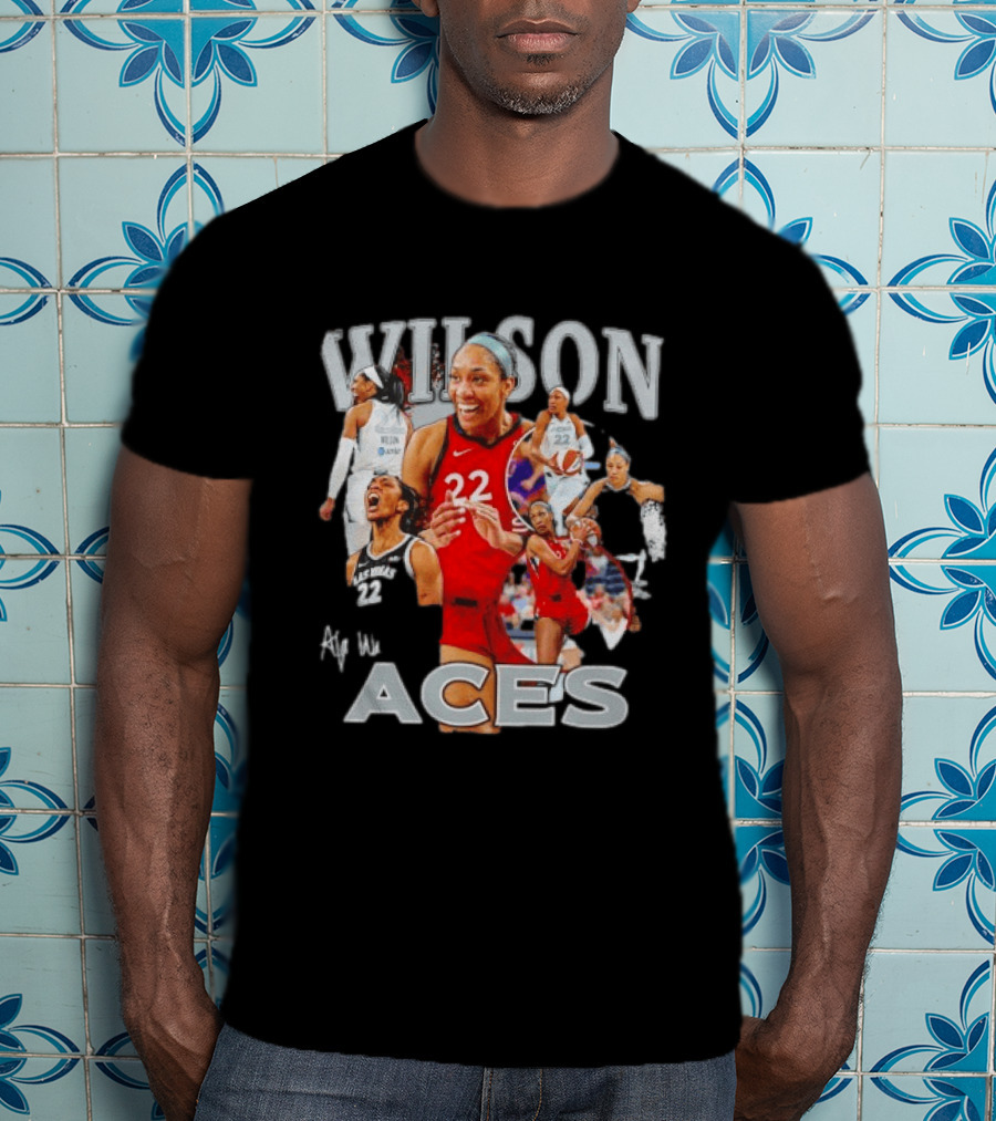 A'ja Wilson Las Vegas Aces Fly With Aces Collage T-Shirt