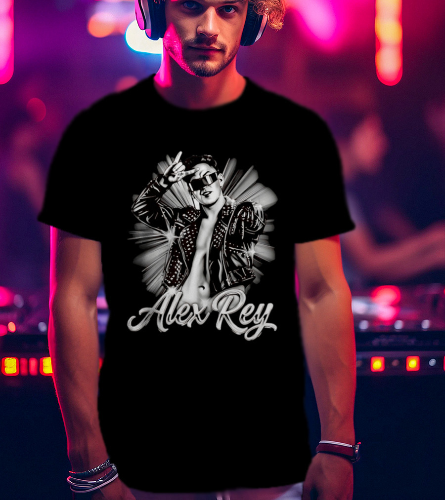 Alex Rey Pro Wrestling Player Collage Studded Jacket Sunglasses Pose T-Shirt
