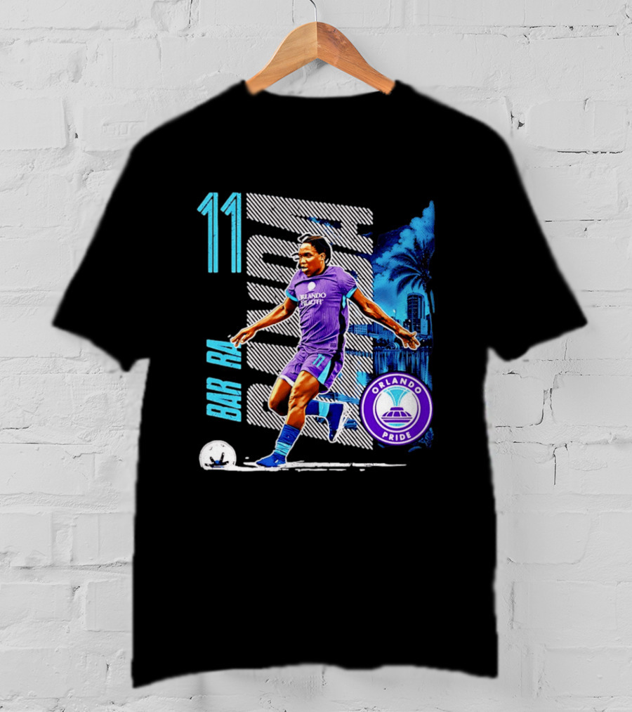 Barbra Banda Orlando Pride Skyline 11 Soccer Blue Palm Trees T-Shirt