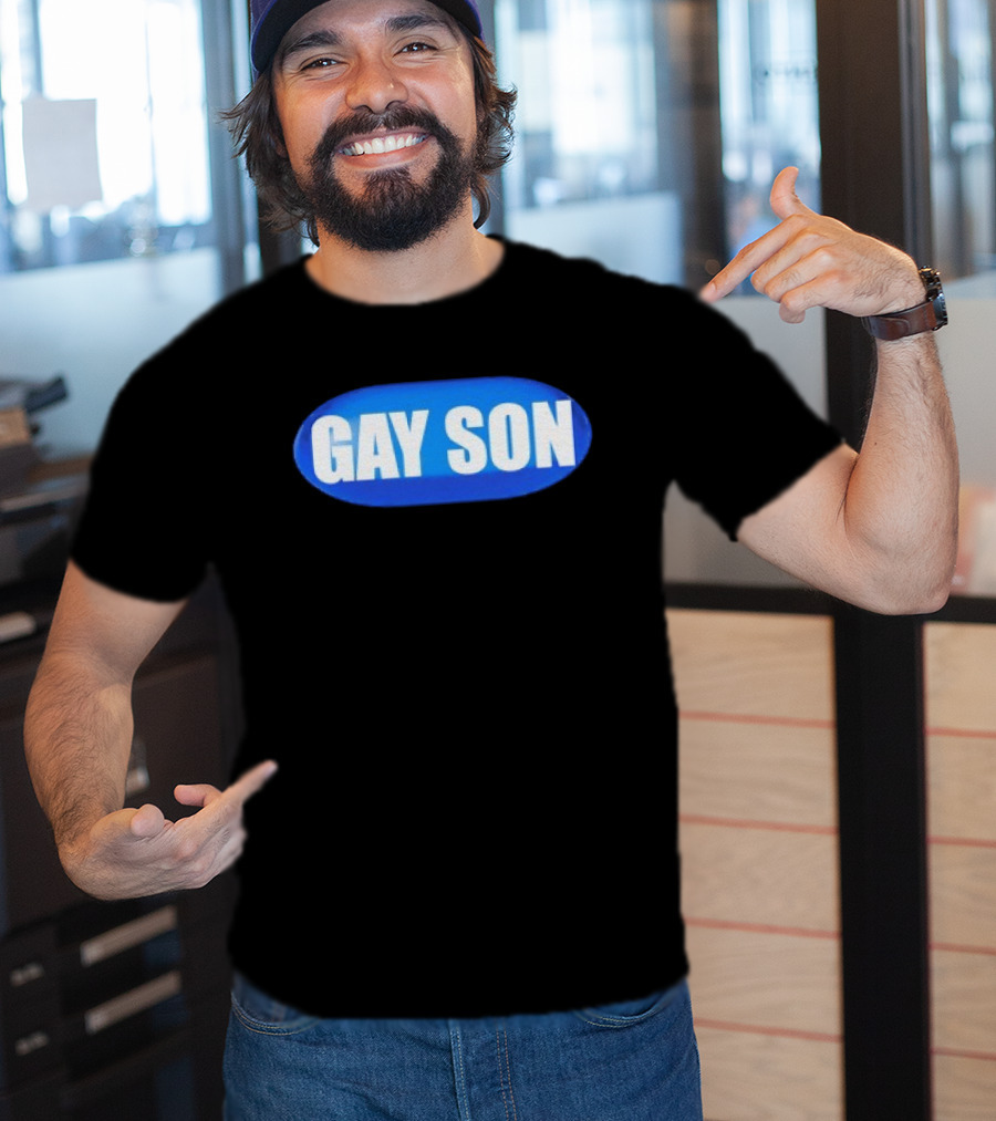 Gay Son Pill Blue Oval T-Shirt