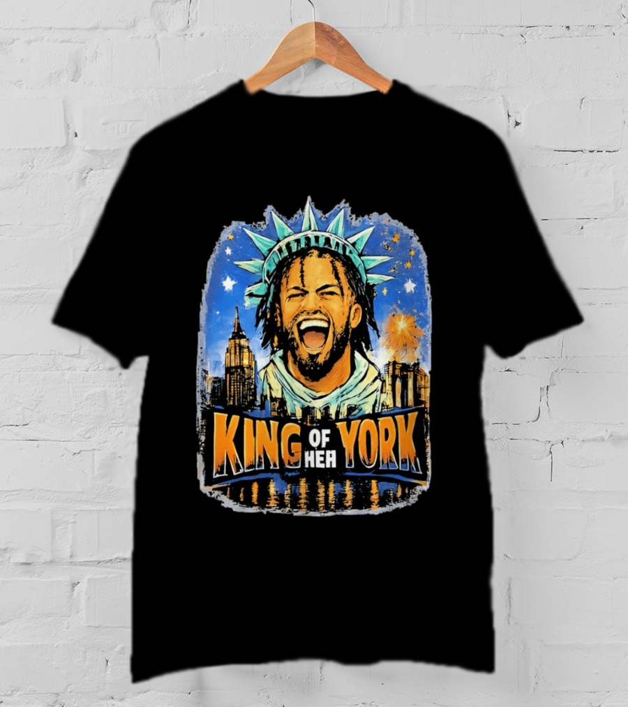 Jalen Brunson Statue Of Liberty Crown King Of New York City Skyline T-Shirt