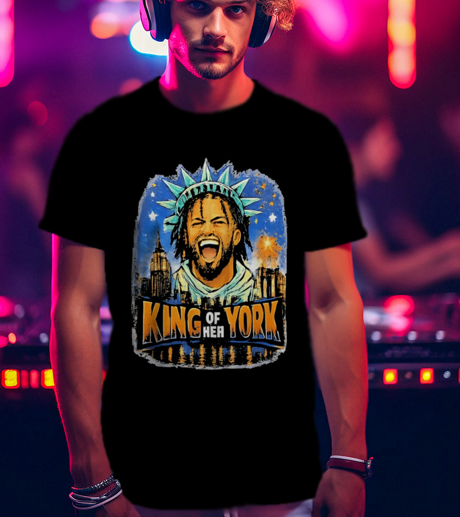 Jalen Brunson Statue Of Liberty Crown King Of New York City Skyline T-Shirt