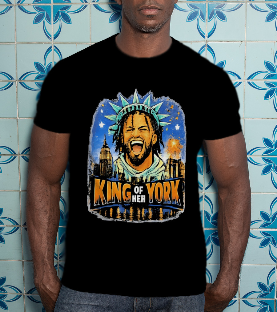 Jalen Brunson Statue Of Liberty Crown King Of New York City Skyline T-Shirt