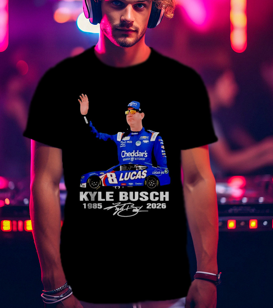 Kyle Busch 1985 2026 Lucas Oil Cheddar's Scratch Kitchen T-Shirt