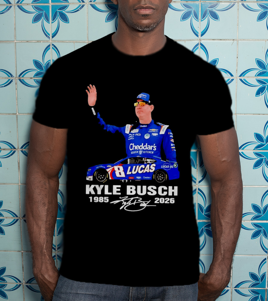 Kyle Busch 1985 2026 Lucas Oil Cheddar's Scratch Kitchen T-Shirt