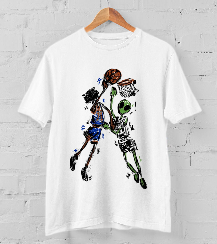 Jalen Brunson Vs Alien Wemby Dunking Showdown Basketball Clash T-Shirt