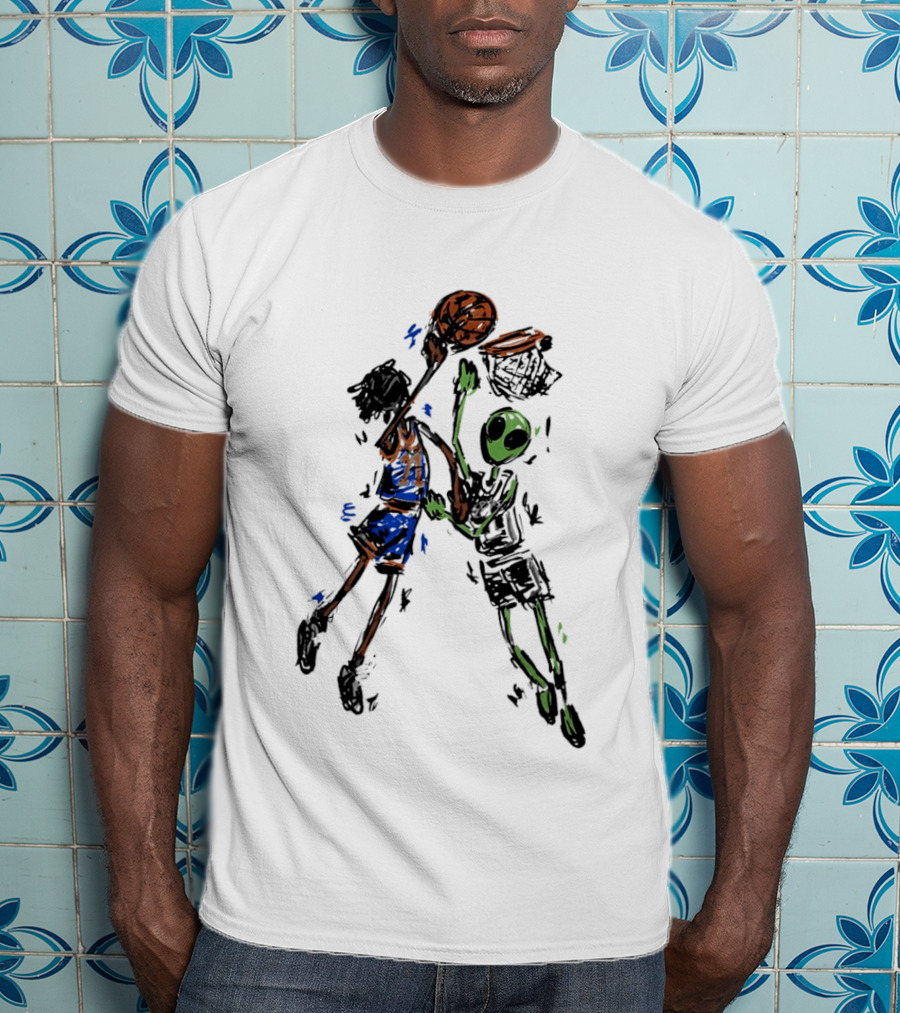 Jalen Brunson Vs Alien Wemby Dunking Showdown Basketball Clash T-Shirt
