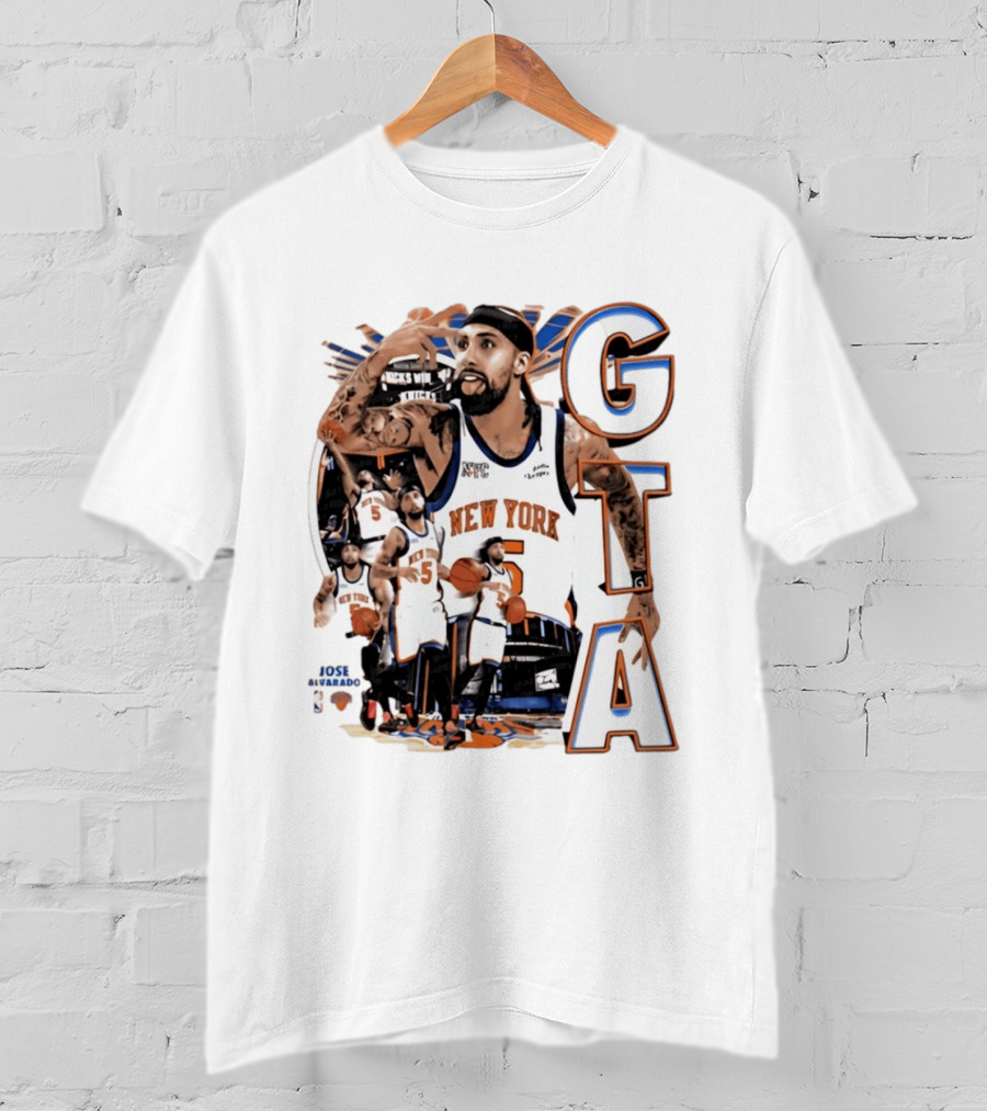 New York Knicks Jose Alvarado GTA Basketball 5 NYC T-Shirt