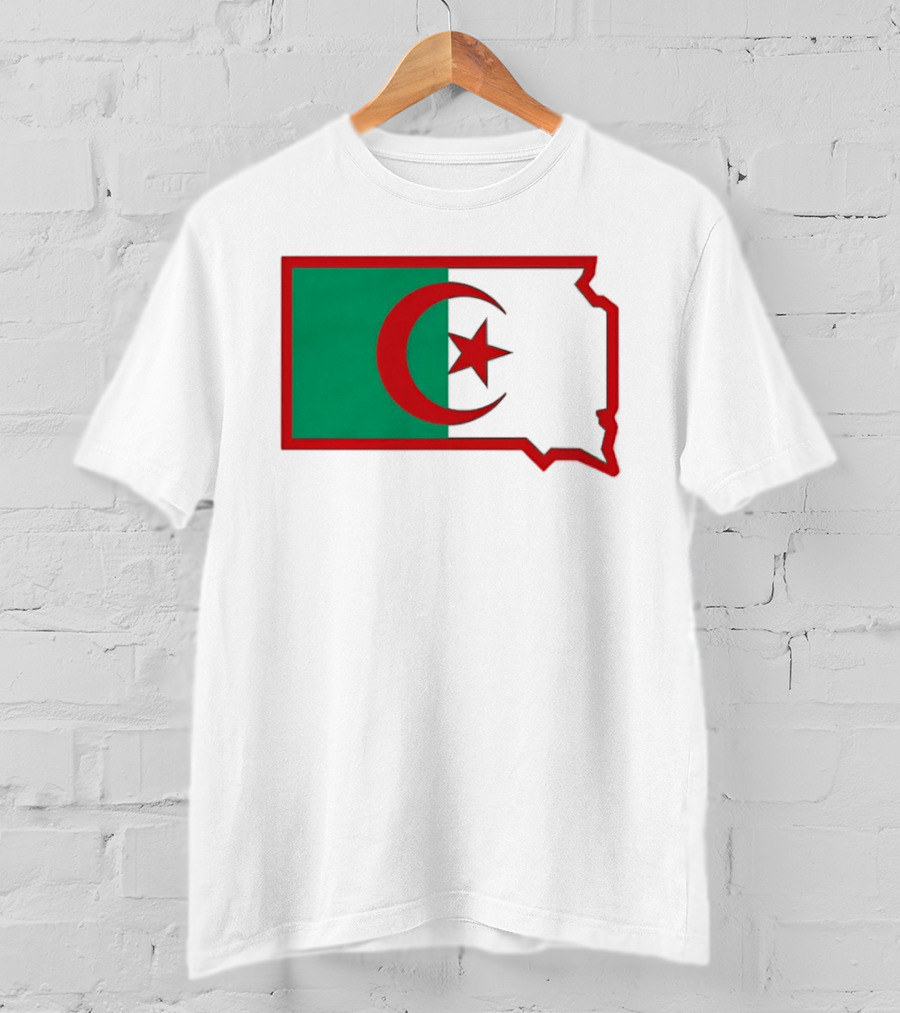 Lawrence Of Algeria Flag State Outline With Crescent And Star T-Shirt