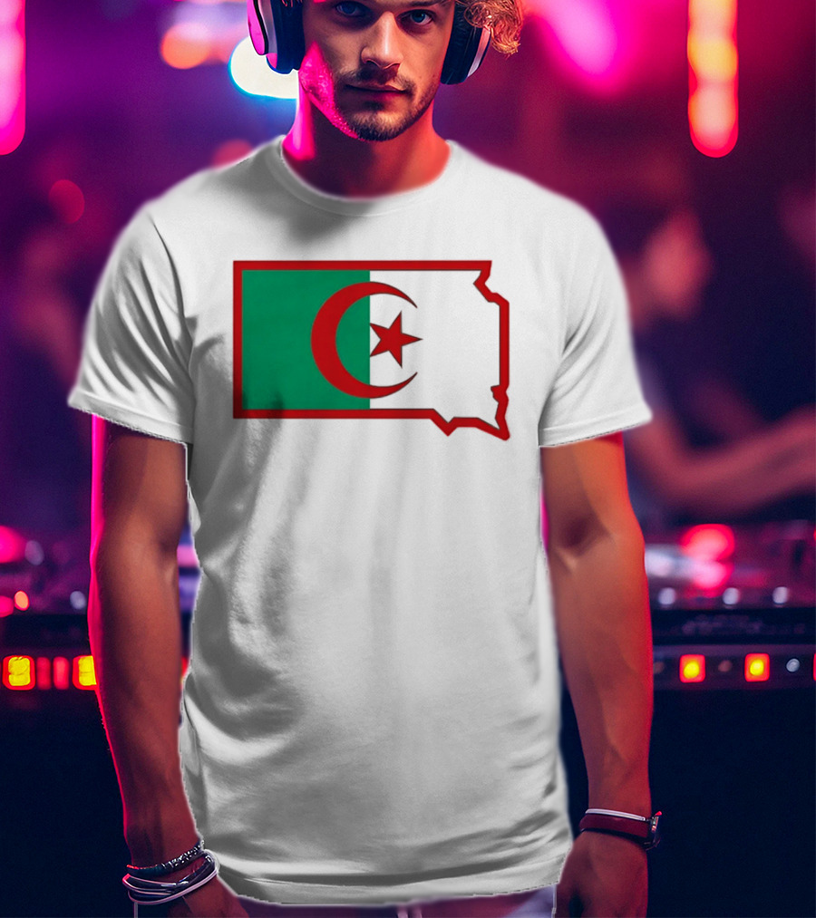 Lawrence Of Algeria Flag State Outline With Crescent And Star T-Shirt