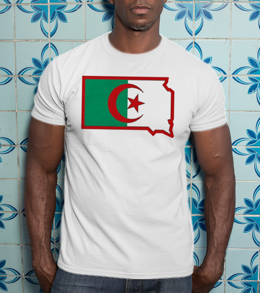 Lawrence Of Algeria Flag State Outline With Crescent And Star T-Shirt