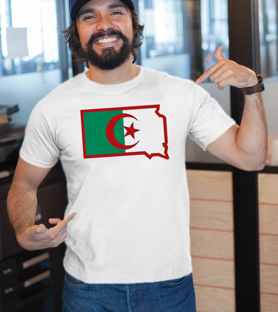 Lawrence Of Algeria Flag State Outline With Crescent And Star T-Shirt