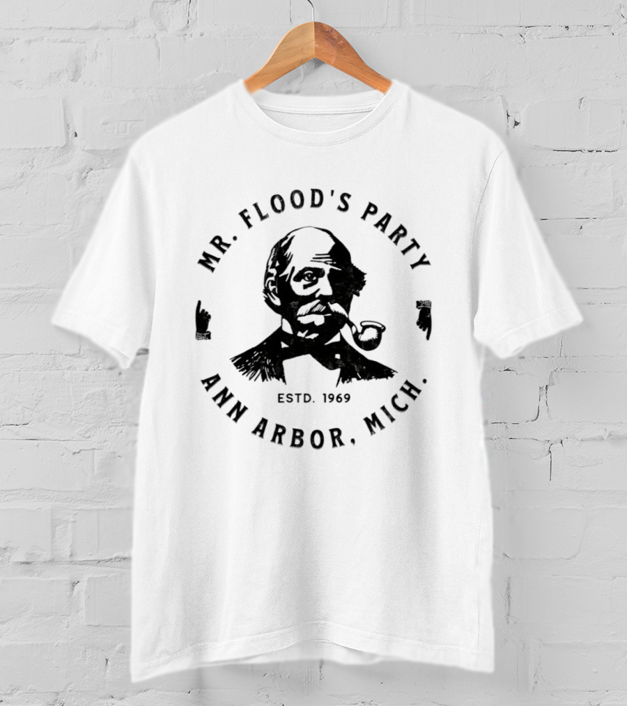 Mr. Flood's Party Ann Arbor Michigan Est. 1969 Retro Pipe T-Shirt